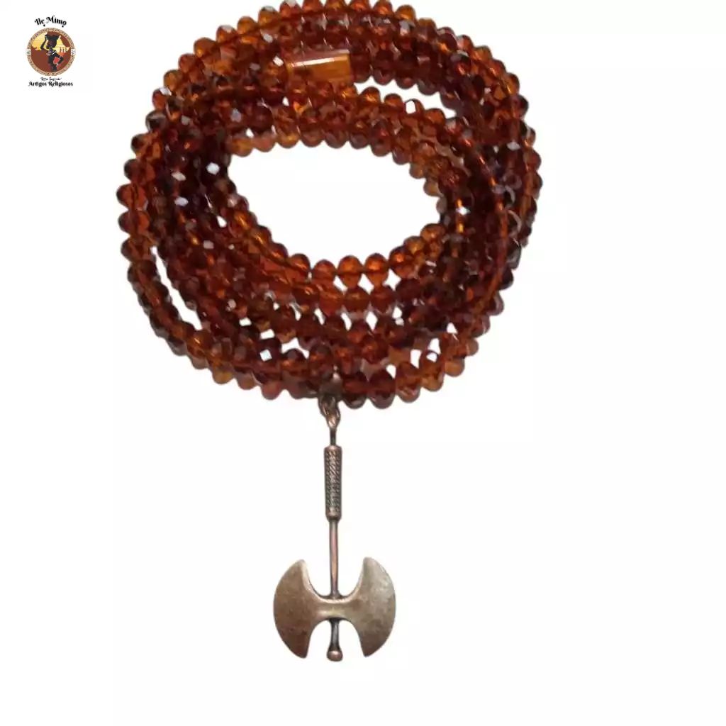 Guia de Xango contas de Cristal C/Pingente de Cobre - Umbanda Candomblé em Oferta na Shopee