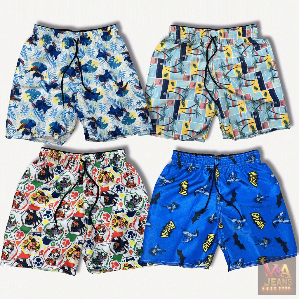 Kit 3 Bermuda Sortido Infantil Tecido Tactel Estampado Kids Colors
