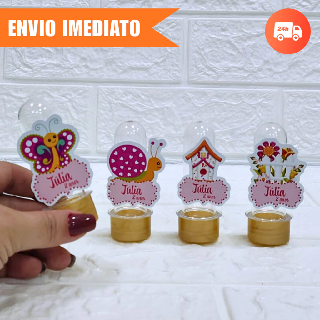 Aplique Tubete Pequeno JARDIM ENCANTADO Personalizado |Mimo Lembrancinha Festa Infantil | JÁ CORTADO