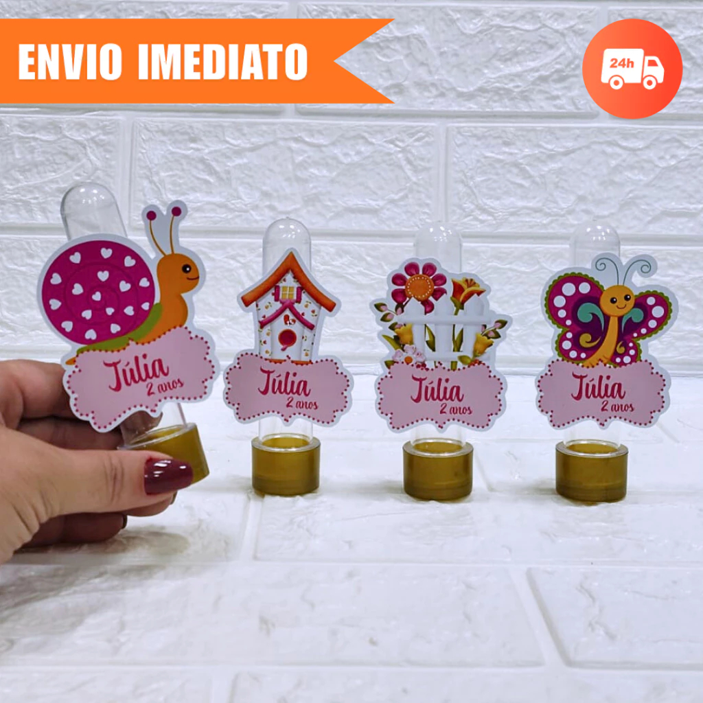 Aplique Tubete Grande JARDIM ENCANTADO Personalizado | Mimo Lembrancinha Festa Infantil | JÁ CORTADO