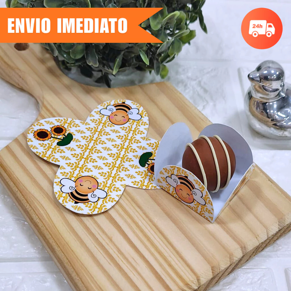 Forminha de Doces ABELHINHA Personalizada | Festa de Aniversário - Brigadeiro e Beijinho - 4 PÉTALAS