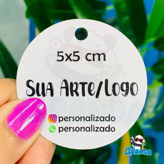 Tags Personalizadas 5x5 cm Redondas - Com Sua Arte ou Logo