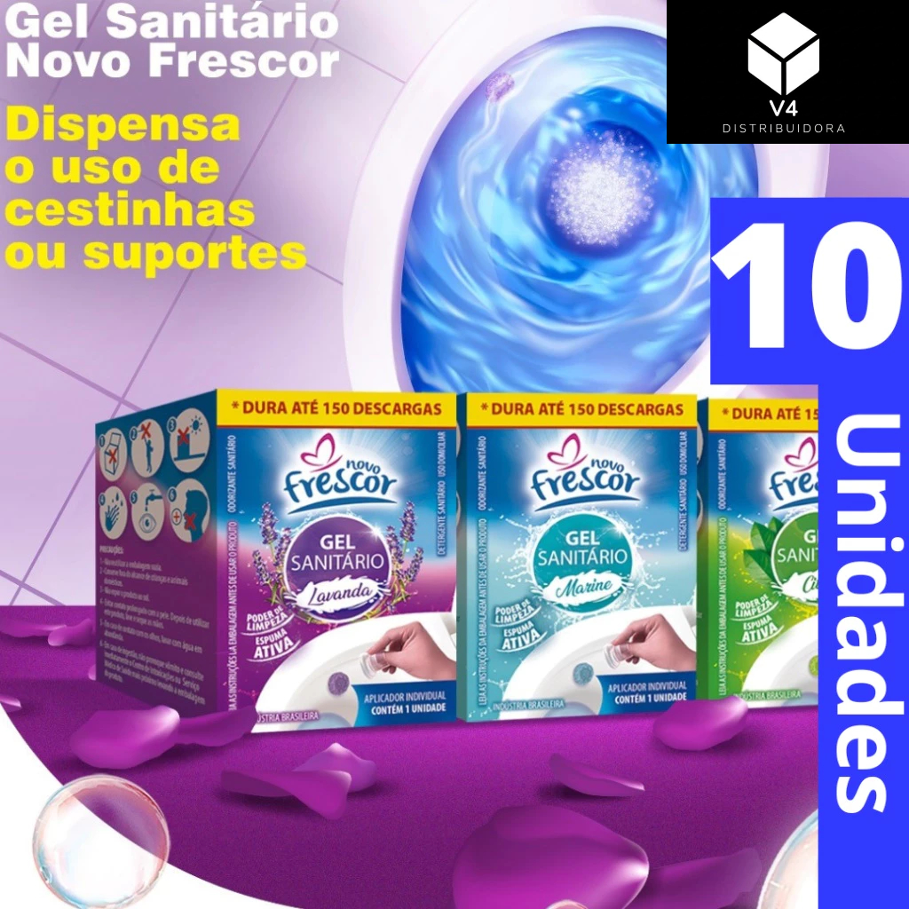 10x Aromatizante Vaso Sanitário Gel Adesivo até 150 descargas Novo Frescor 7g em Oferta na Shopee