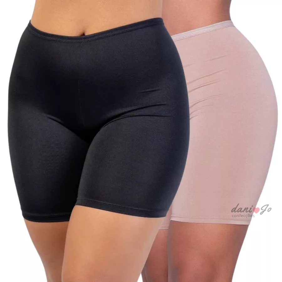 KIT 2 Short Anágua Cintura Alta Cós Alto Zero transparência Segunda Pele Bermuda Anágua Lisa em Oferta na Shopee