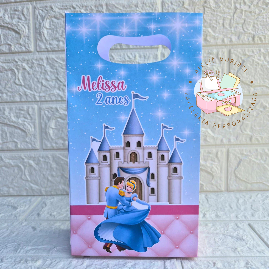 Sacolinha Surpresa Personalizada  Princesa Cinderela |  Festa Infantil - Lembrancinha - PEGUE E MONTE
