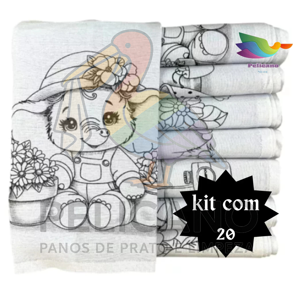 Kit 20 Pano de Prato Branco Riscado Para Pintura - Bainha 100% Algodão em Oferta na Shopee