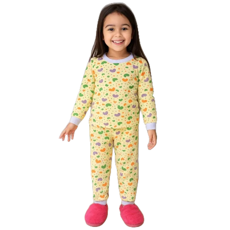 Pijama infantil em malha de algodão para meninos e meninas-Estampas sortidas
