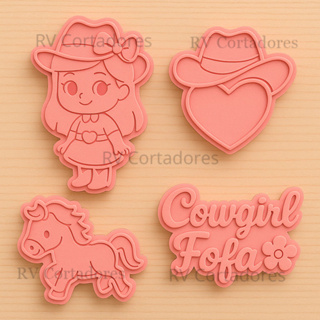 Cortadores Desenhos - Kit Cowgirl - Pasta Americana molde Biscuit Marcador Biscoito em Oferta na Shopee