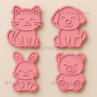 Cortadores Pets - Kit Animais Fofinhos - Pasta Americana molde Biscuit Marcador Biscoito em Oferta na Shopee
