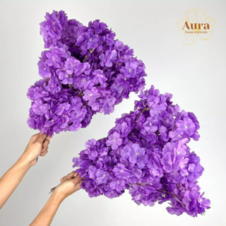 Kit 10 a 40 Flores 45cm Flor Cerejeira artificial Decoração Casa - A-520 COR: ROXO em Oferta na Shopee