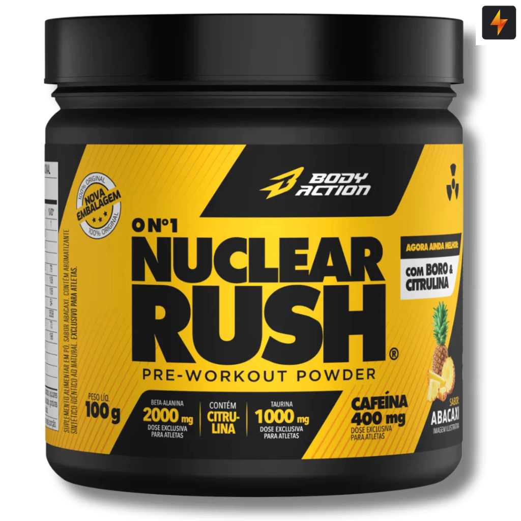 Pré Treino Body Action Nuclear Rush 100g Pre Workout Powder 400mg Cafeína Body Action em Oferta na Shopee