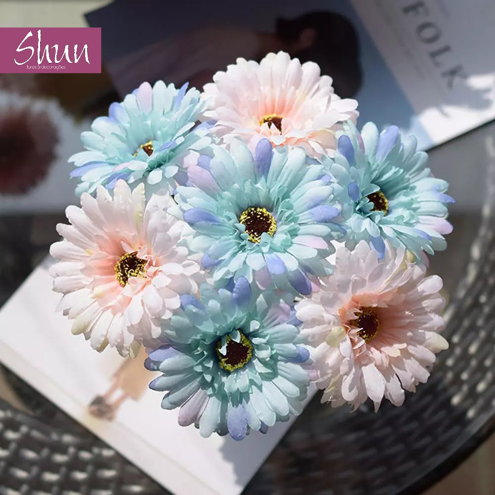Gerbera Margarida grande Artificial com 5 flores P/ Decoração Casamento, Arranjos, Decorar Festas e casa - YNH800902 — imagem 2 de 2