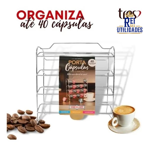 Porta Cápsulas De Café Três Corações Cromado 40 Cápsulas Niquelart