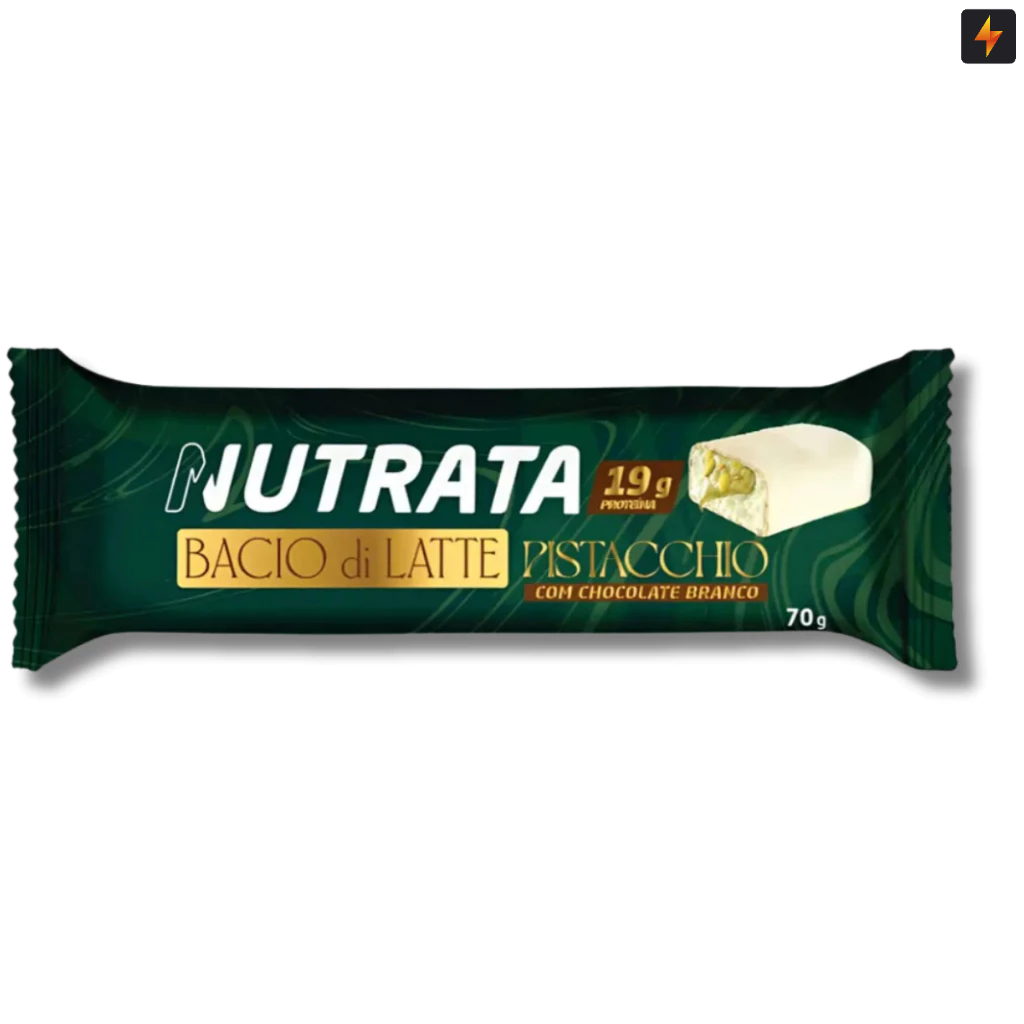 Barra de Proteína Nutrata - Bacio Di Latte Pistache com Chocolate Branco 70g em Oferta na Shopee