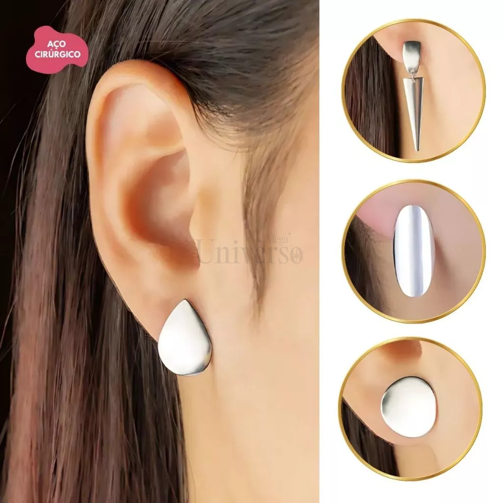 Brinco em Aço Inoxidável 316L Diversos Modelos Gota, Coração, Círculo Hipoalergênico Não Escurece em Oferta na Shopee