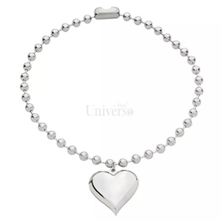 Colar em aço Inox 316L Corrente Bolinha de 6mm Com Pingente Coração de 30x30mm e Fecho Canoa Hipoalergênico Não Escurece em Oferta na Shopee