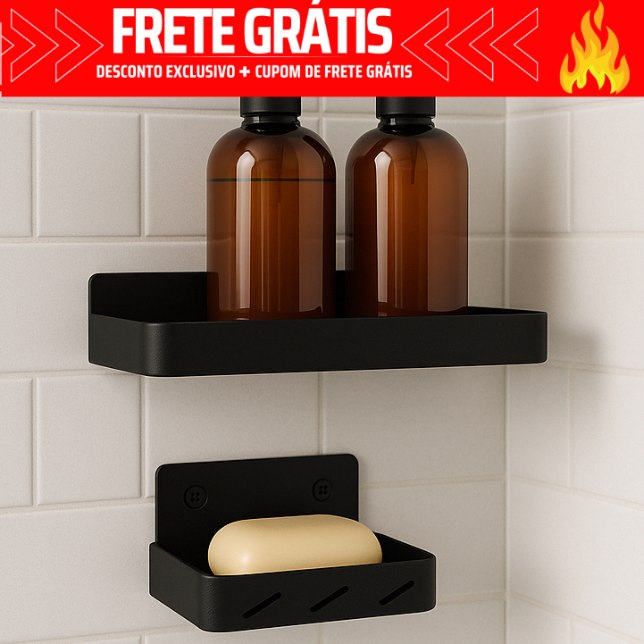 Jogo de Banheiro Saboneteira Porta Shampoo Decoração Lavabo em Oferta na Shopee