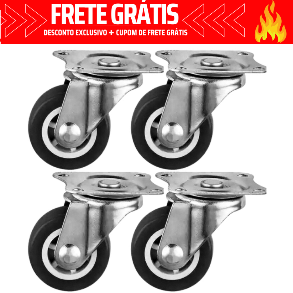 Kit 4 Rodinhas Rodizio Giratórias para Móveis Rodas Reforçada | Premium em Oferta na Shopee
