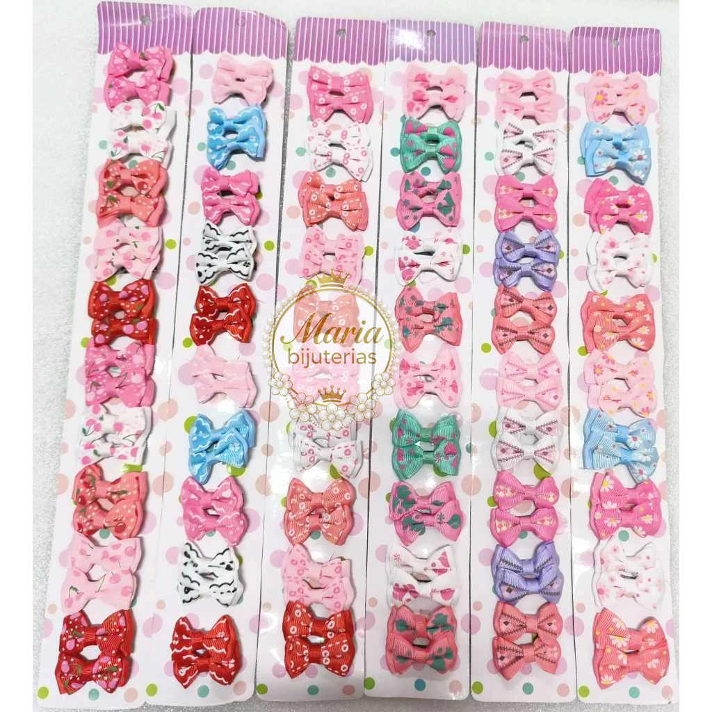 Kit 10  par/ 20 Unidades de Laço cachorro/ bebê  Para Cabelo C/ Presilha Bico de Pato