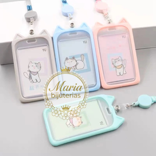 Porta cartão crachá com cordão Orelha de Gato e Urso Suporte de plástico para cartão retrátil em Oferta na Shopee