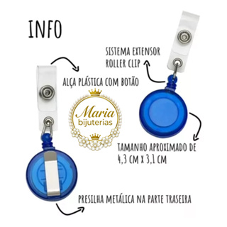 Kit com 5 unidades de Porta Cracha Retrátil Roller Clips Varias Cores Envio Imediato em Oferta na Shopee