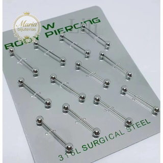 Kit 12 unidades piercing de língua 18mm aço cirúrgico   prata - colorido sortido em Oferta na Shopee