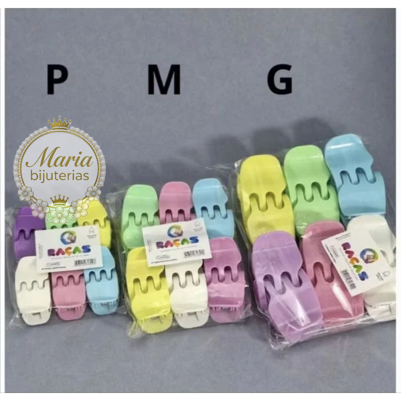 Kit 60 Piranhas Tridente Prendedor de Cabelo Presilha Cores Variadas P, M, G em Oferta na Shopee