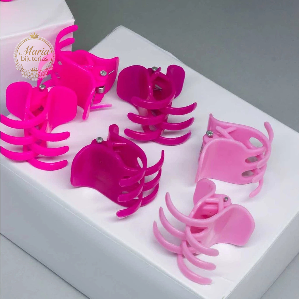 Kit 12 Piranhas Tridente Prendedor de Cabelo Presilha Cores Variadas P, M, G