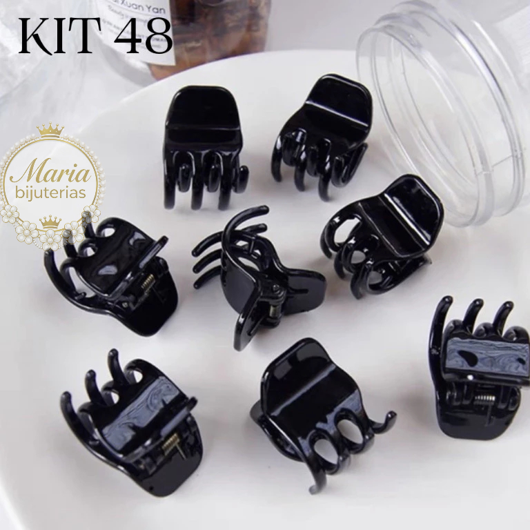 Kit12/ 48 Unidades Piranha/Tridente/Prendedor de cabelo tamanho P/M/G
