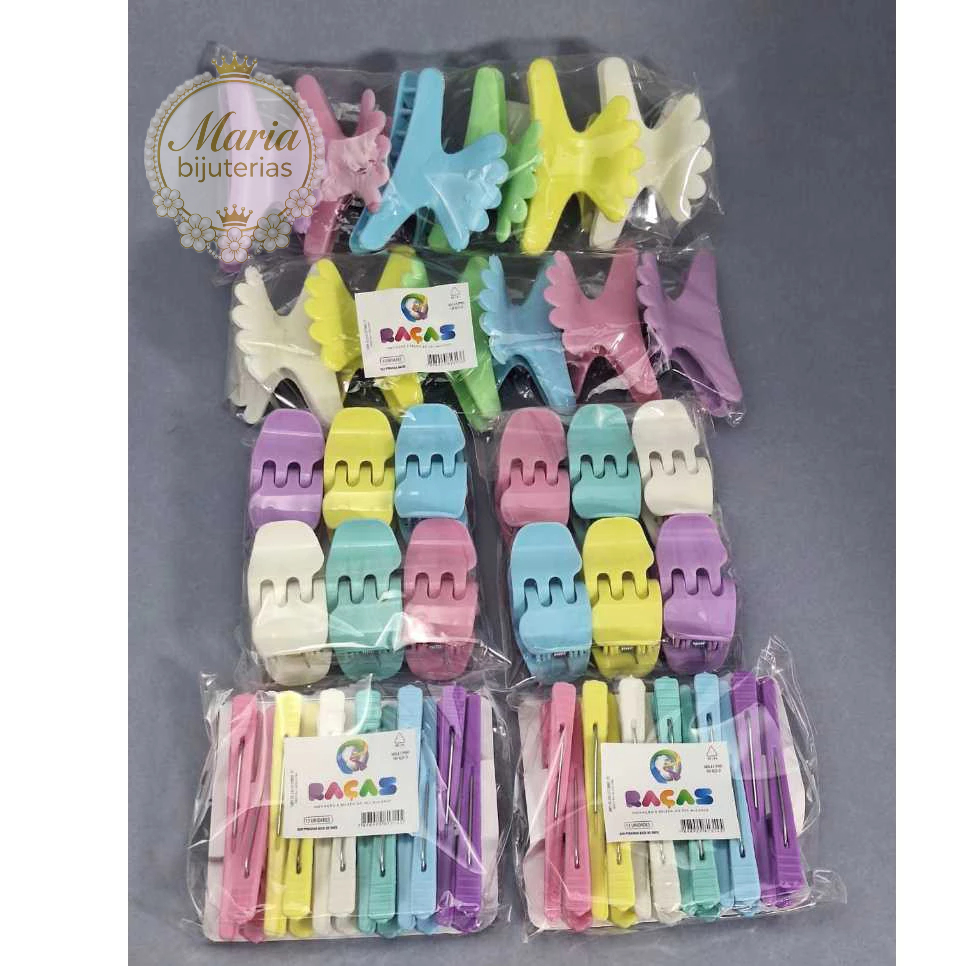 kit 60 acessórios de piranha bico de pato presilha salão tridente prendedor  de cabelo em Oferta na Shopee