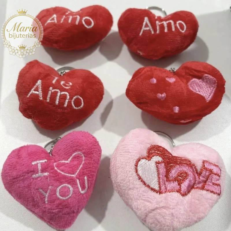 Kit 3/6/12/24  Unidades Chaveiro de pelúcia em formato de coração/chave pingente de coração