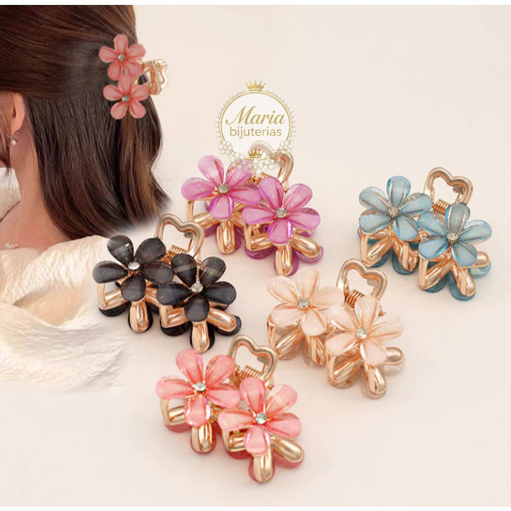 Piranhas de cabelo meio amarrado com flor de strass tamanho médio requintado e sofisticado/grampo  para cabelo