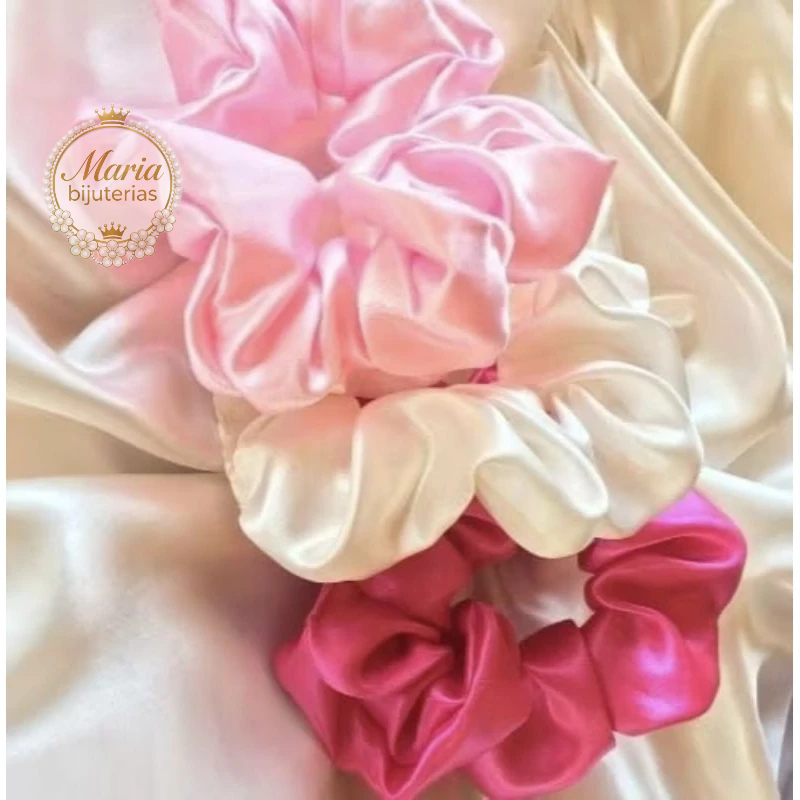 Kit 3/6/12 Xuxinha de Cetim Anti frizz acessório para cabelo cor aleatorio