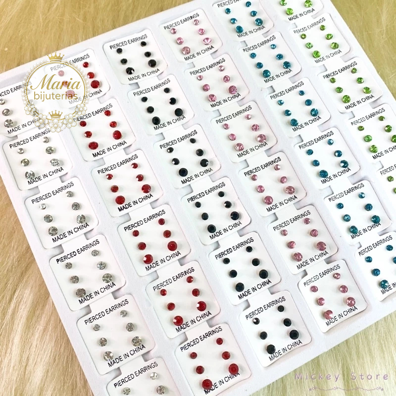 Kit 108 PARES de BRINCOS (36 CARTELA) brincos strass antialérgico acessórios Pérola Bijuteria atacado
