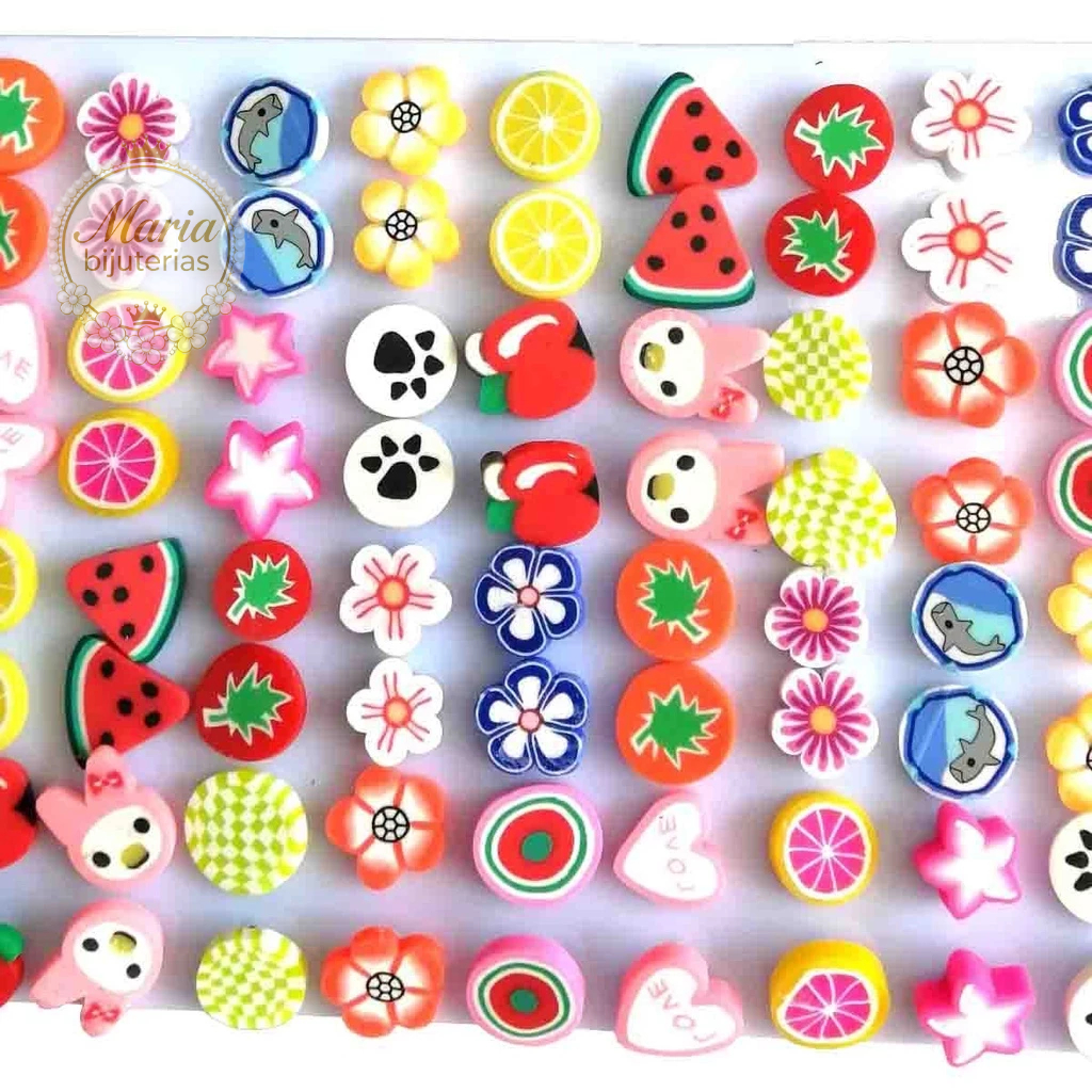 kit 36 pares Brincos Infantil misturado Fruta/animal Resina Acrílico colorido