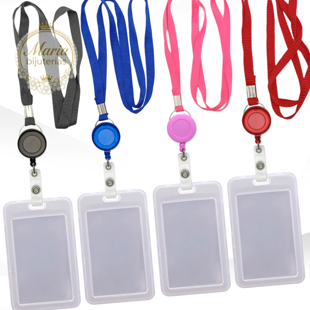 Cordão com Porta Crachá Vertical Duplo e Roller Retrátil