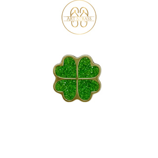 Par de Pingentes Trevo com Glitter Para Chinelos Em Banho Dourado em Oferta na Shopee