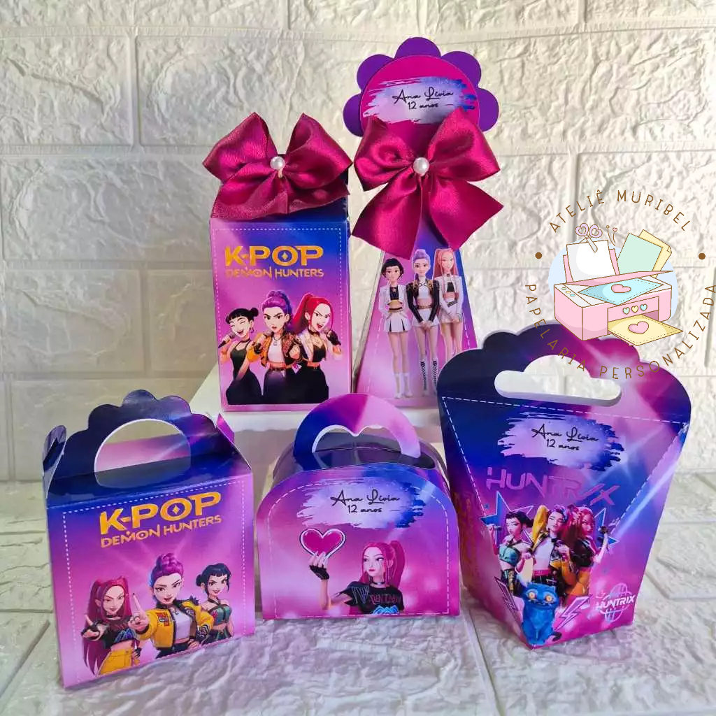 Kit Festa Guerreiras K-Pop/Caixinhas personalizadas/Lembrancinha Guerreiras K-Pop/Festa Infantil/Aniversário/PEGUE MONTE