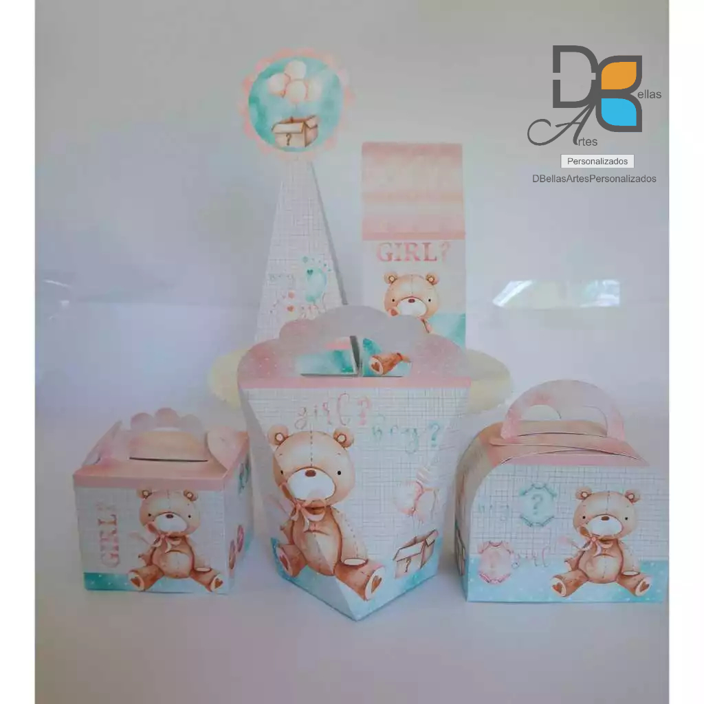 Kit Festa Personalizados CHÁ REVELAÇÃO  Caixinhas Lembrancinha para festa PEGUE E MONTE