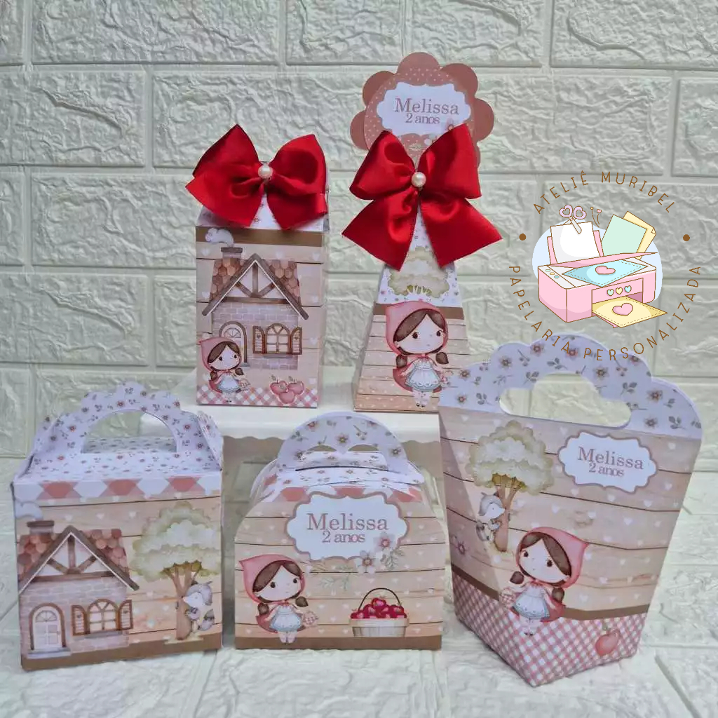 Kit Festa Chapeuzinho Vermelho/Caixinhas personalizadas/Lembrancinha Chapeuzinho/Festa Infantil/Aniversário/PEGUE MONTE
