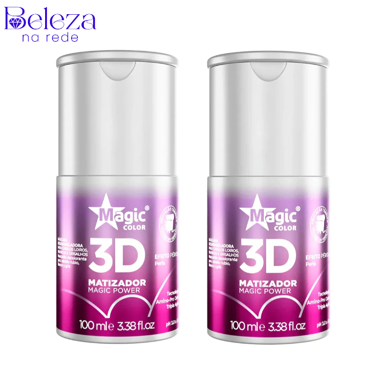 Kit 2 Matizador 3D Magic Power - Efeito Pérola - (2x100ml) Desamarelador Efeito Perolado