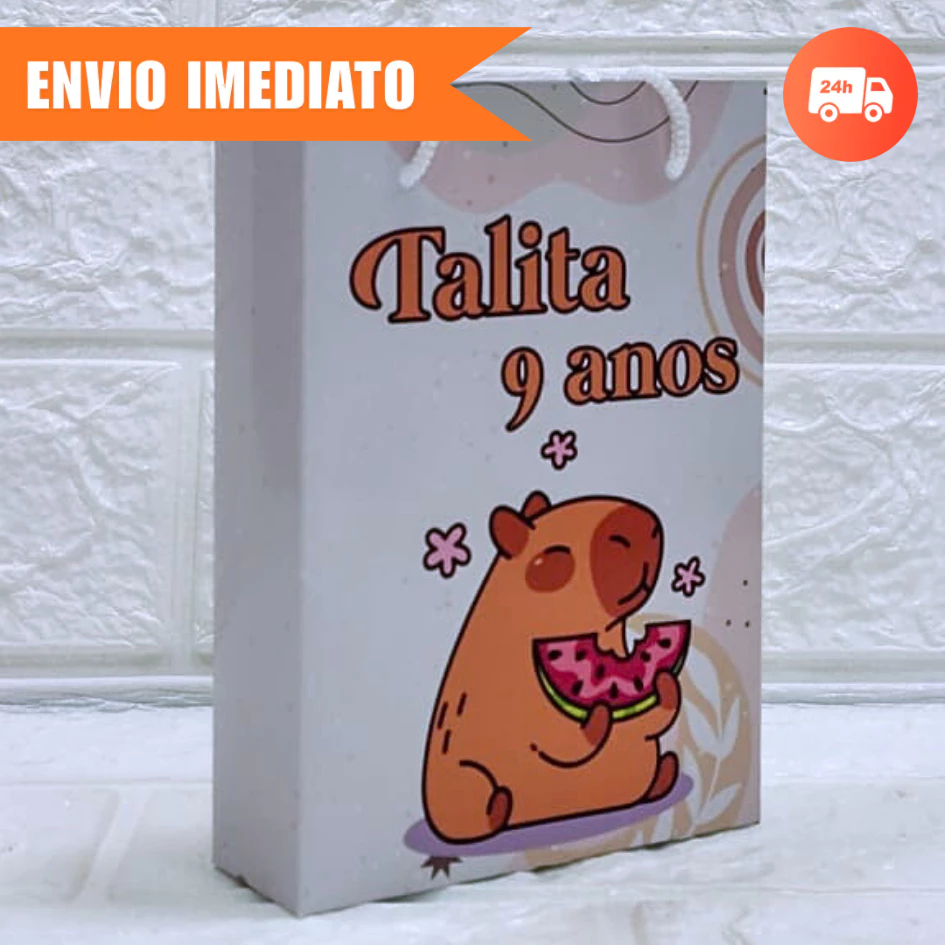 Sacolinha Surpresa CAPIVARA Personalizada Lembrancinha, NOME+IDADE Kit Festa Infantil PEGUE E MONTE
