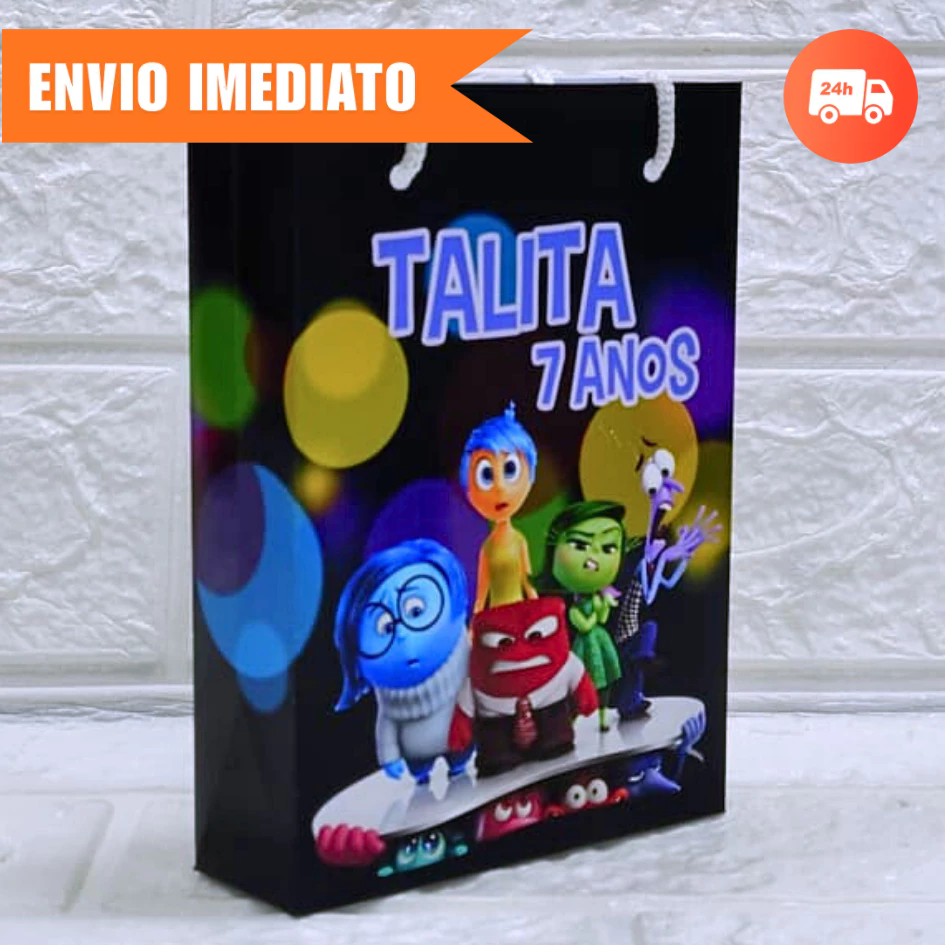 Sacolinha Surpresa DIVERTIDAMENTE 2 Personalizada Lembrancinha, NOME+IDADE Kit Festa PEGUE E MONTE
