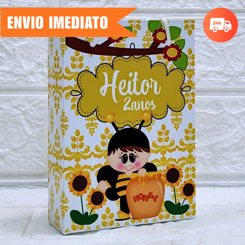 Sacolinha Surpresa ABELHINHA Personalizada Lembrancinha NOME+IDADE Kit Festa Infantil PEGUE E MONTE
