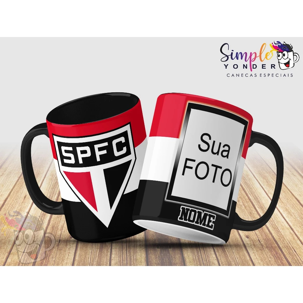 Caneca Personalizada - Time Tricolor com foto - Porcelana ou Polímero Plástico 325 ml.