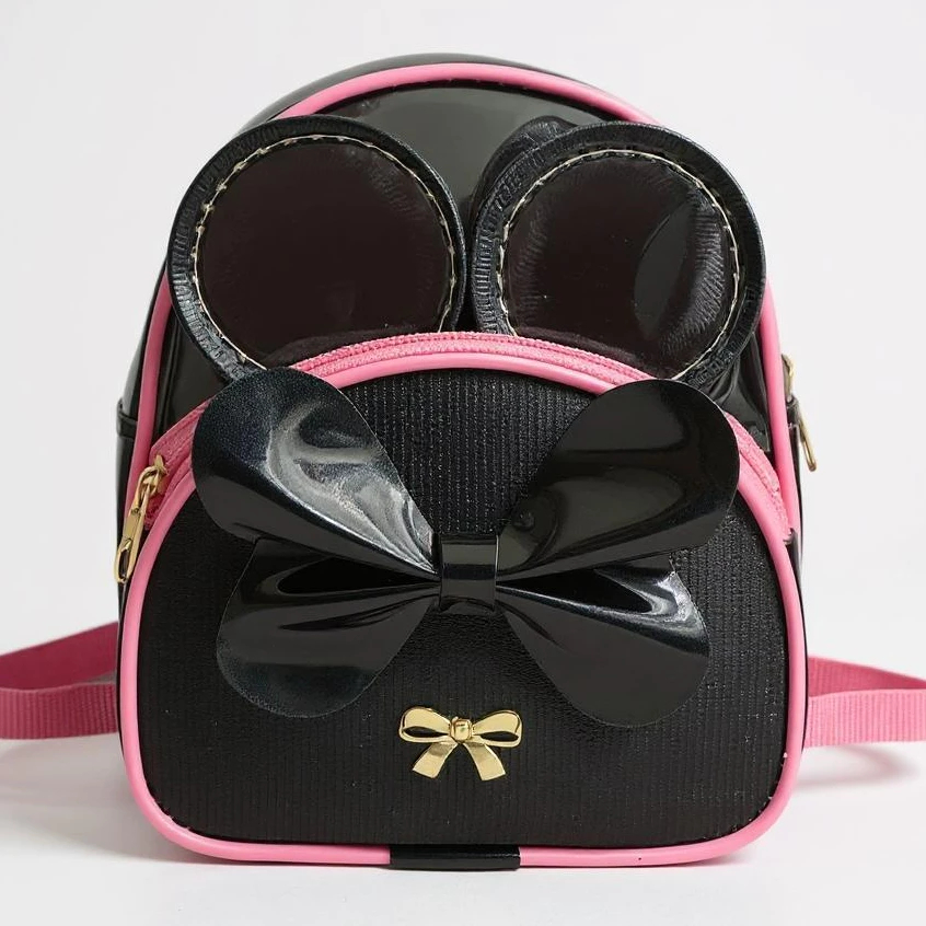 mochila Infantil bolsa com brilho com Bolso na frente bolsa com orelhinhas da Minnie e Laço