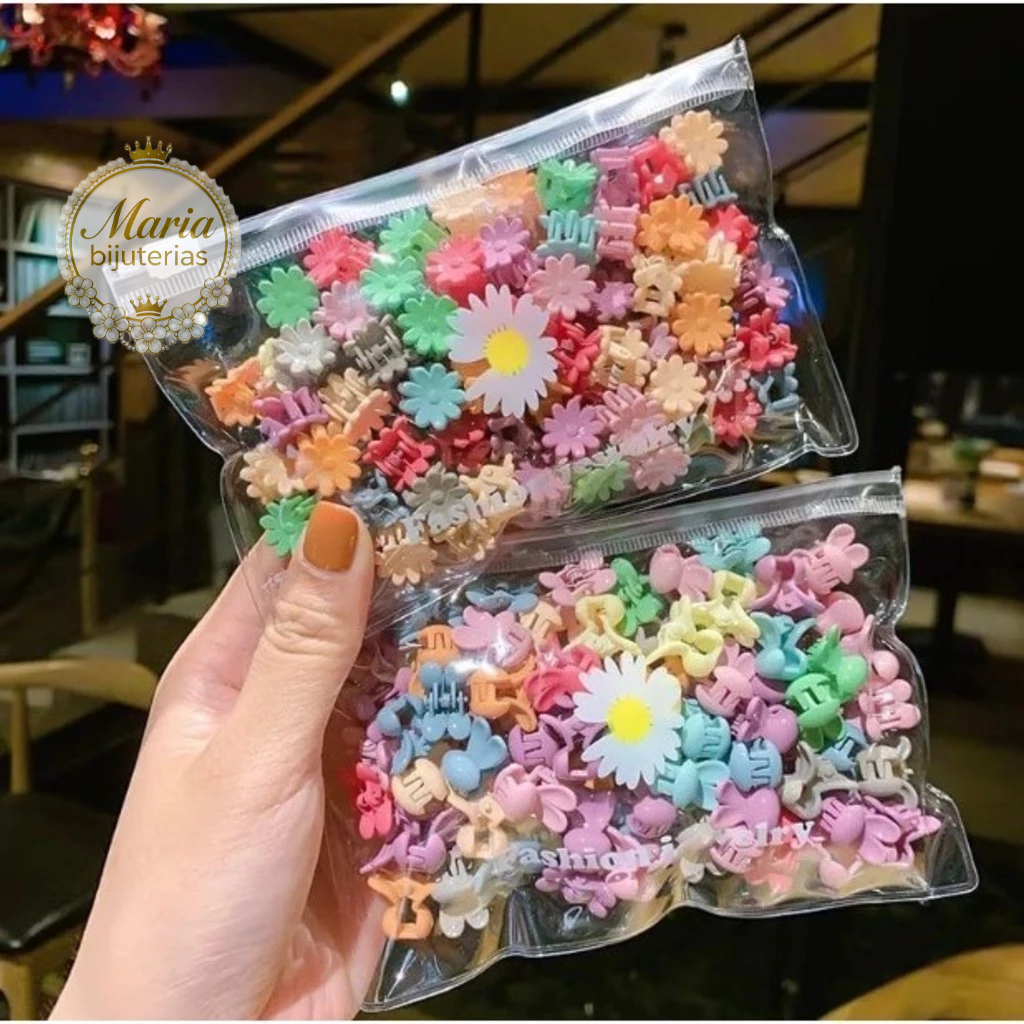 KIT 60/120 unidades Candy Color Mini Small Grab Clip Children's Hair Accessories em Oferta na Shopee