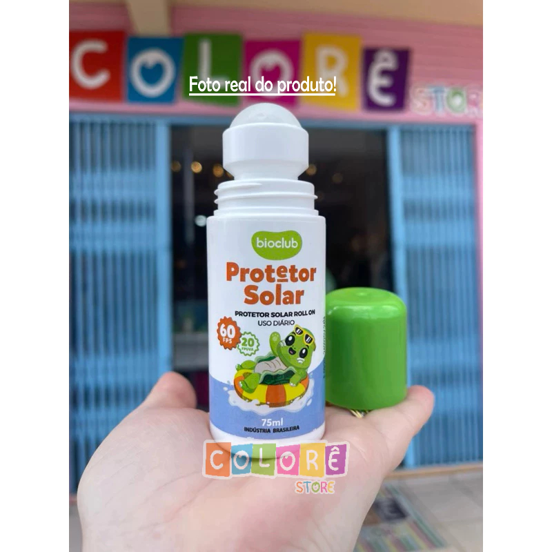 Protetor Solar Roll-on Bebê Infantil Vegano Hipoalergênico Resistente a Água FPS60 Bioclub 75ml