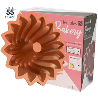 Forma de Bolo Decorada Antiaderente Hercules Bakery 24cm Alumínio Rosê Gold em Oferta na Shopee