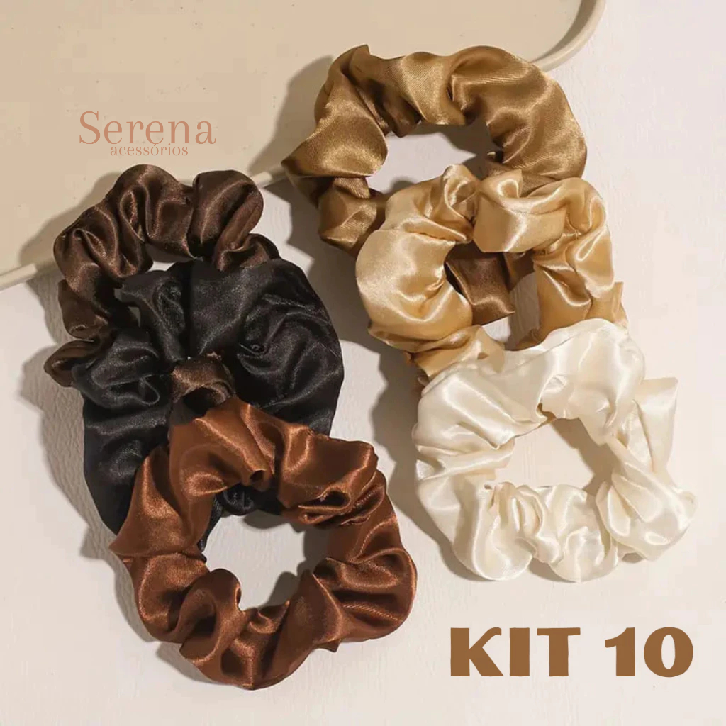 Kit Xuxinha de Cetim Tons de Marrom Com 10 20 30 Elástico de Cabelo  Anti Frizz em Oferta na Shopee